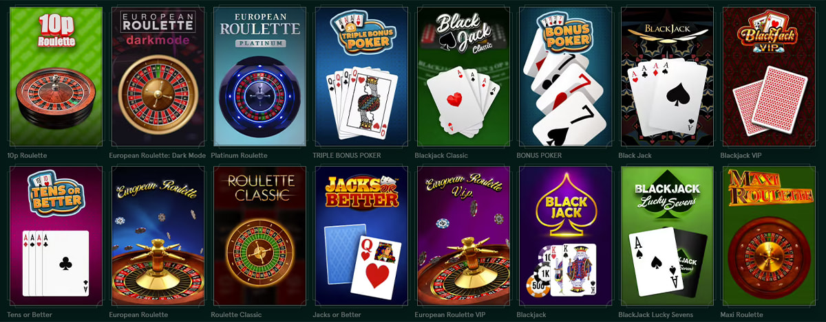 A Casinia Rulett, Blackjack & Más Asztali Játékai
