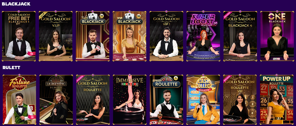 A Midas Luck Rulett, Blackjack & Más Asztali Játékai