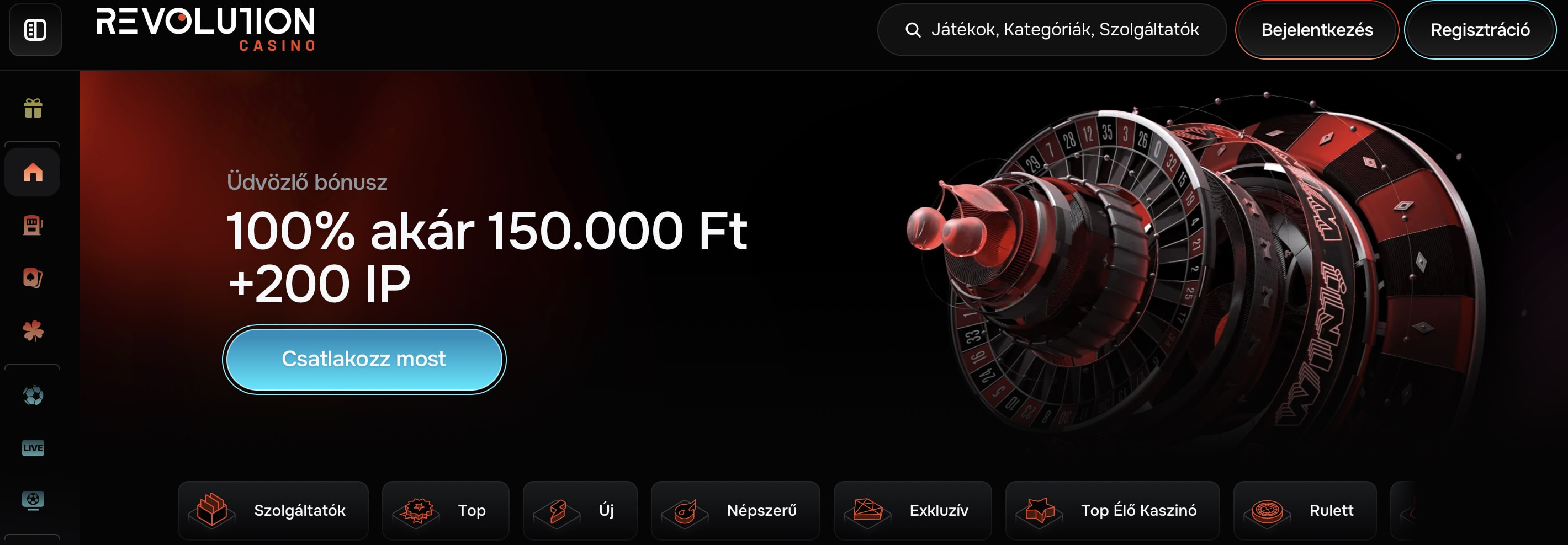 A Revolution Casino oldalára