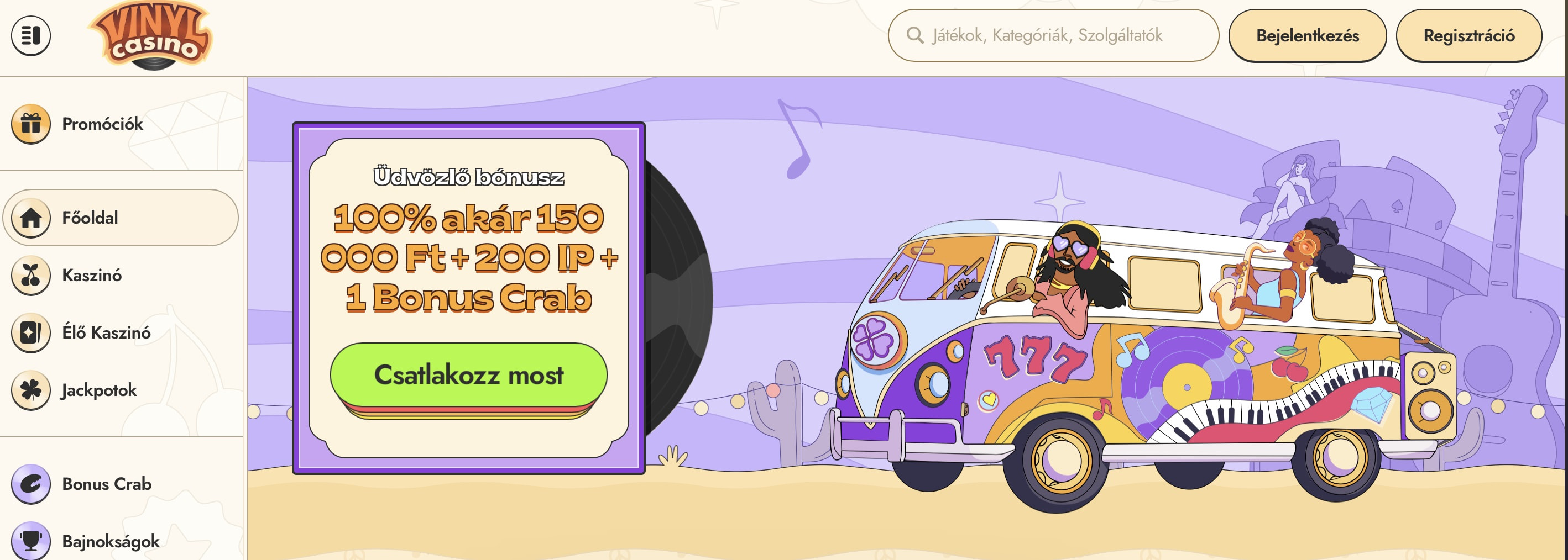 A Vinyl Casino oldalára